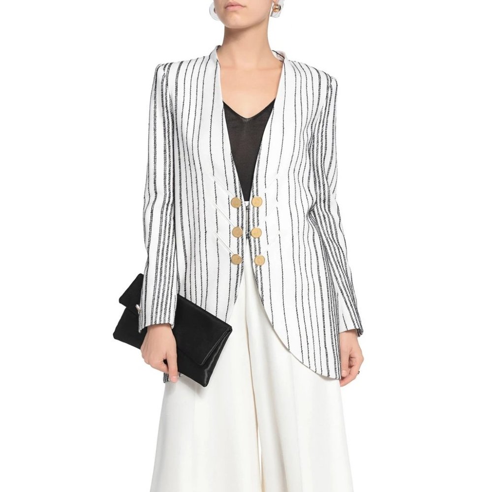 NWT VIONNET Paris Embroidered Ivory Blazer Jacket